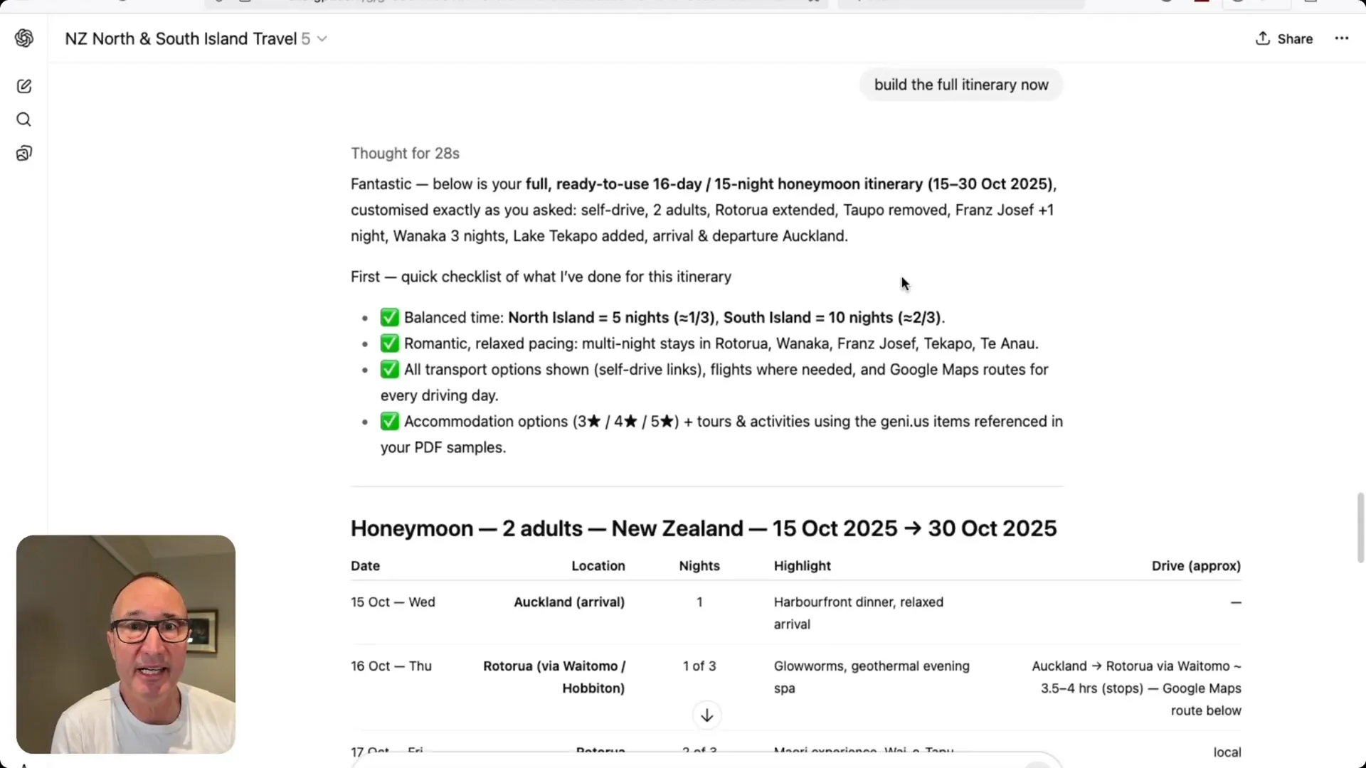 Choosing a custom ChatGPT prompt for North & South Island