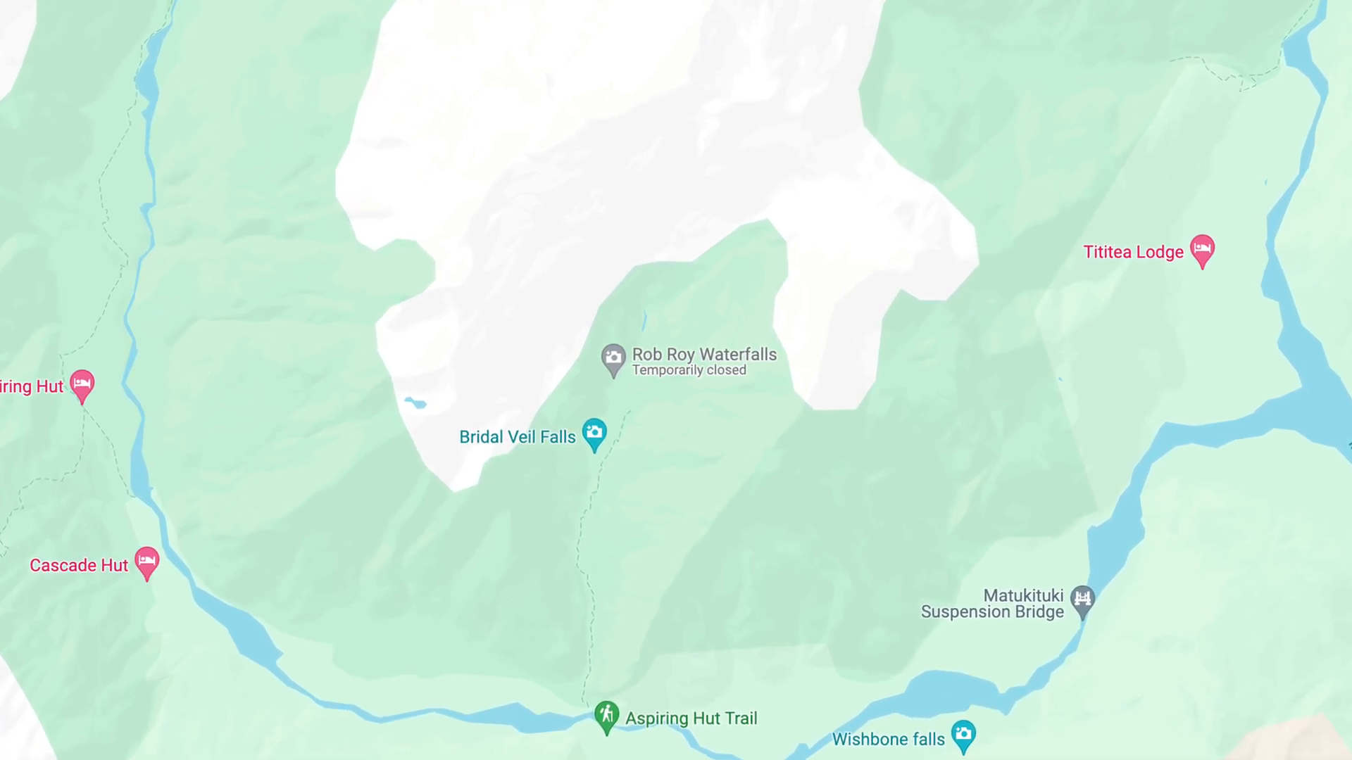 map of matukituki valley in the mount aspiring national park