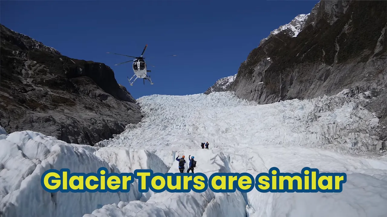 Helicopter flying over glacier valley illustrating heli-hiking access