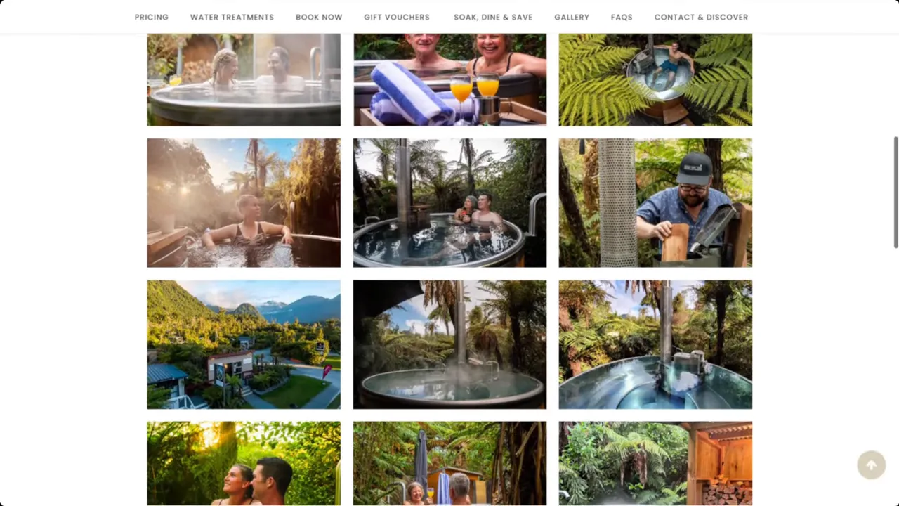 Visitors relaxing in Franz Josef hot pools after a day of exploring