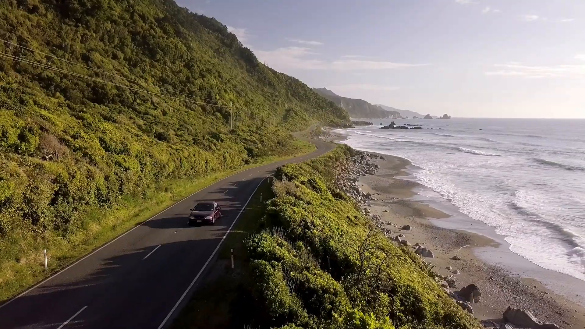 scenic drive on the west coast road in the south island