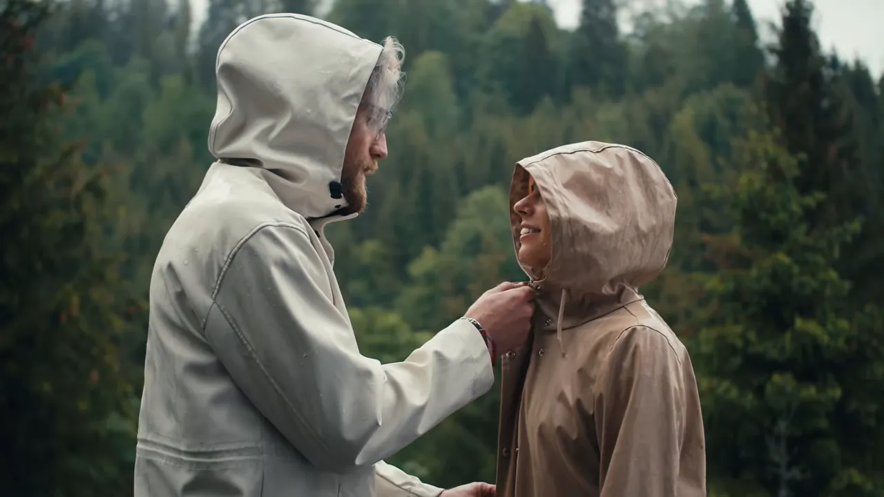 Hiker wearing layers and rain jacket in changing mountain weather