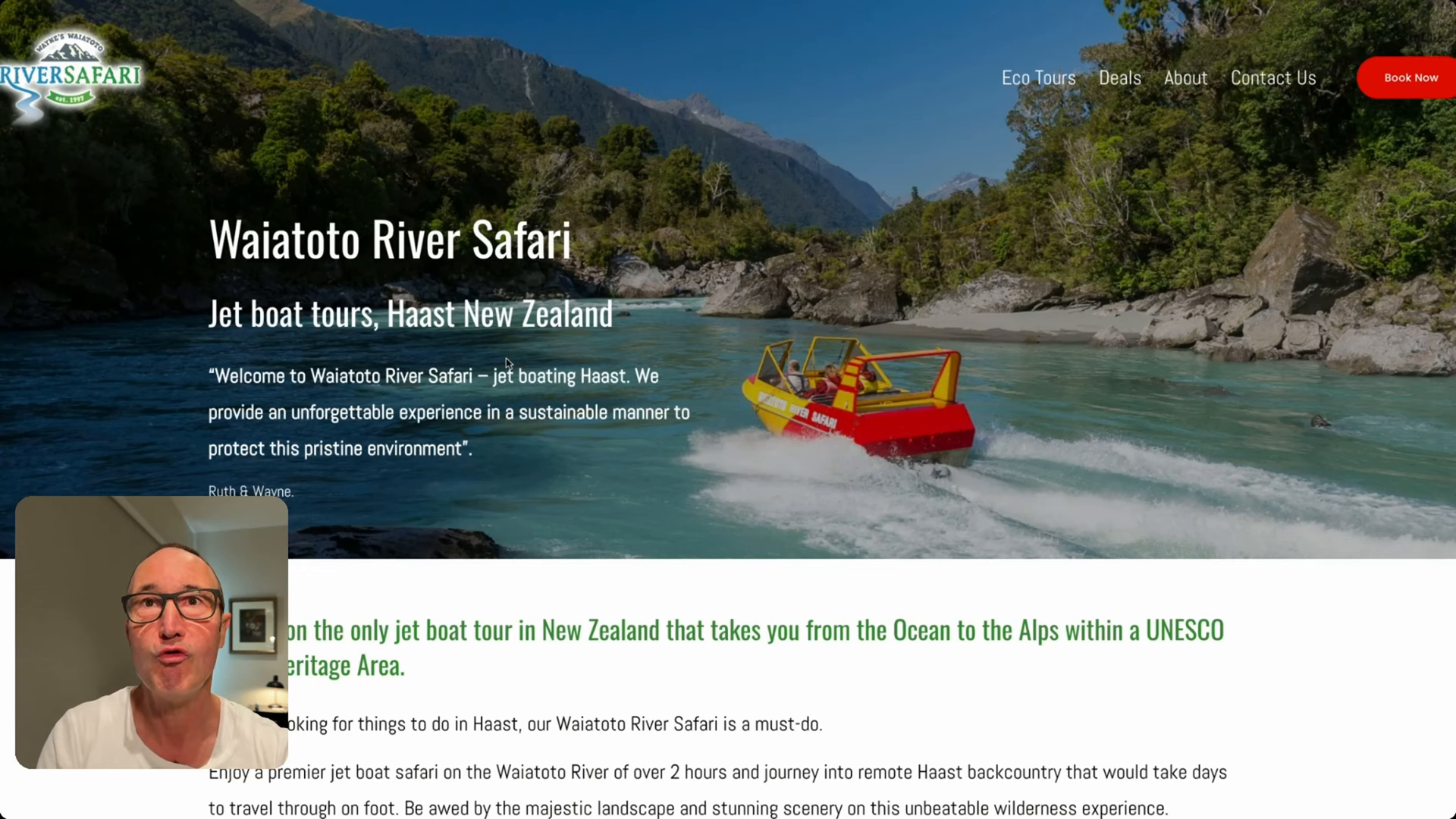 Waiatoto River Safari jetboating tour near Haast