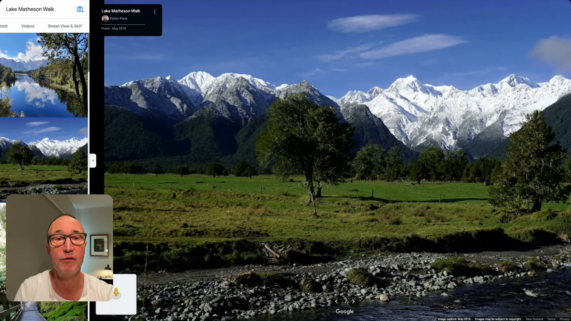 Views from Lake Matheson towards the Southern Alps, Mt. Cook and Mt. Tasman
