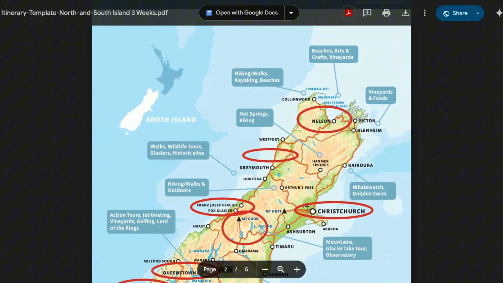 Map of New Zealand with key locations highlighted