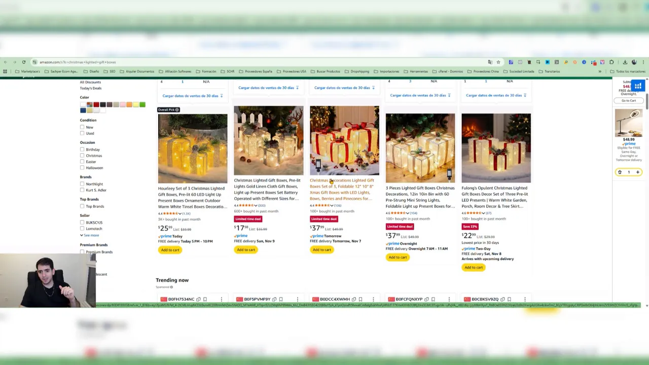 Cajas de regalo iluminadas en listings de Amazon