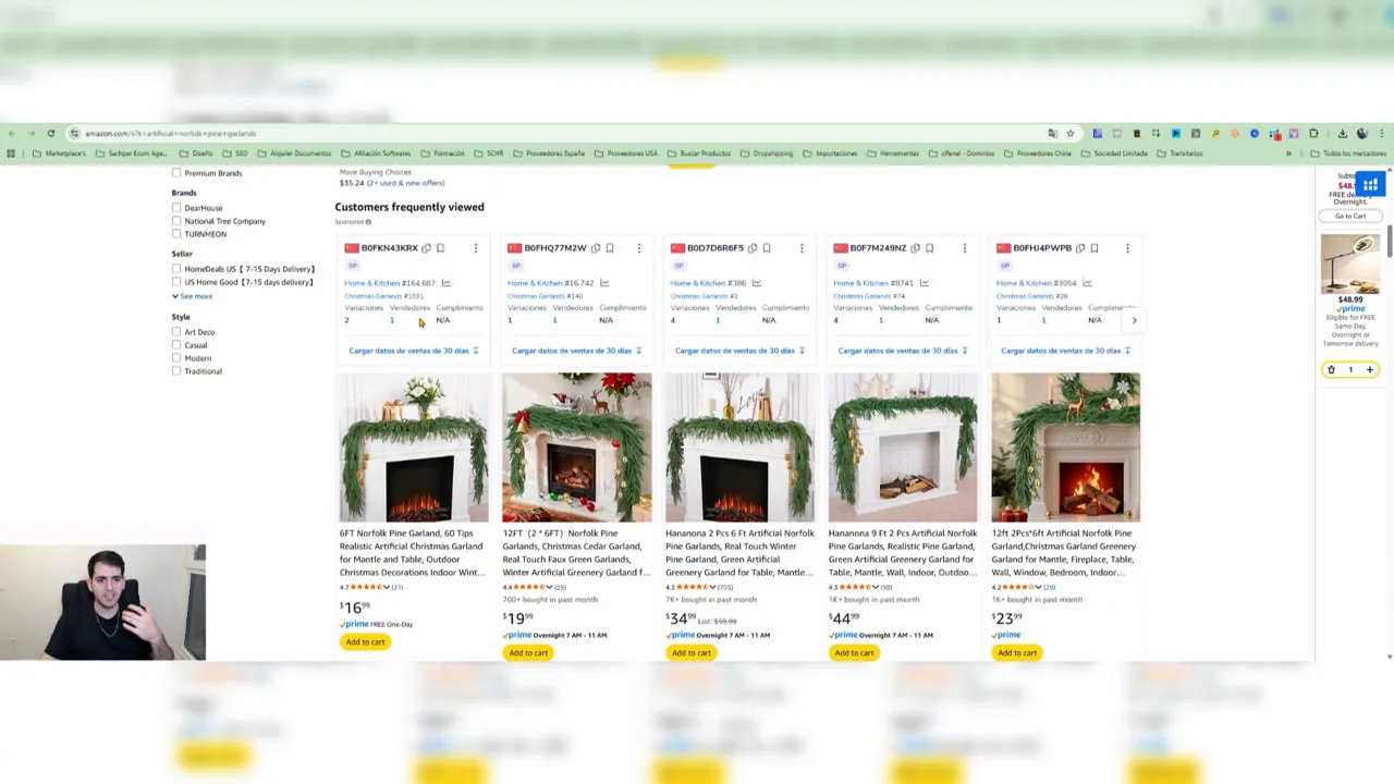 Guirnaldas de pino artificial en Amazon