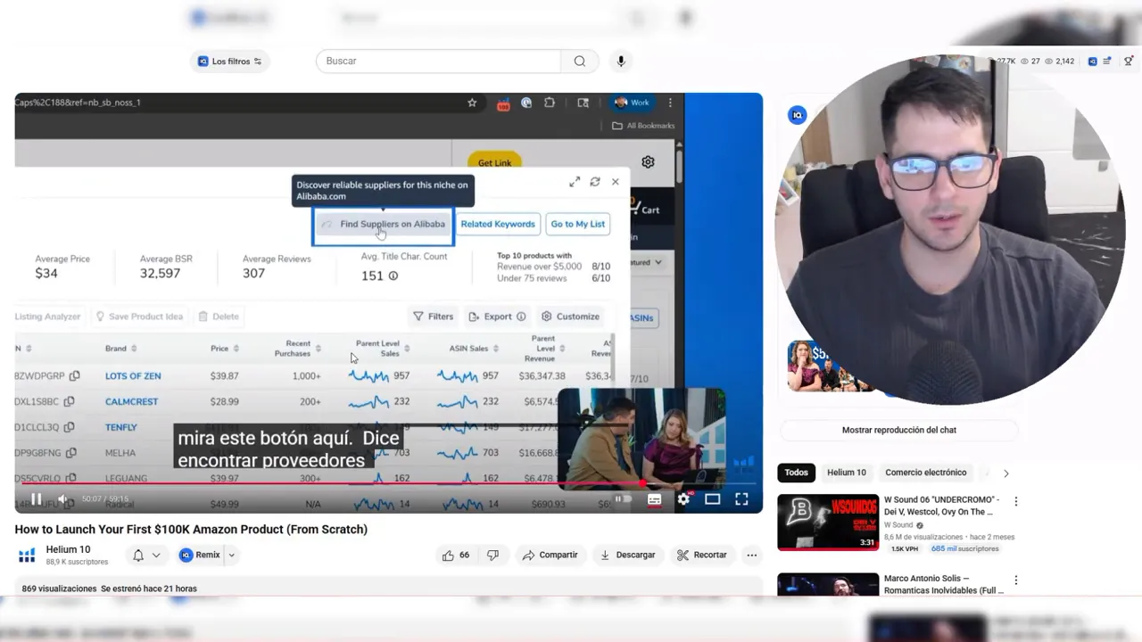 Búsqueda de proveedores en Alibaba usando la extensión