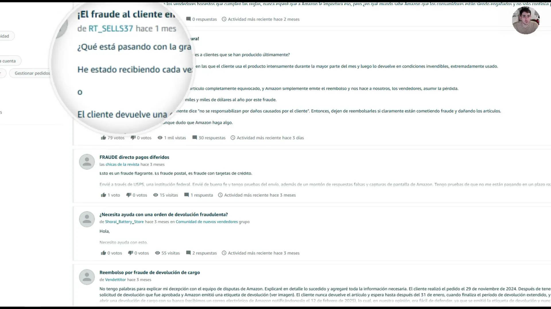 Testimonio de vendedor afectado por fraude