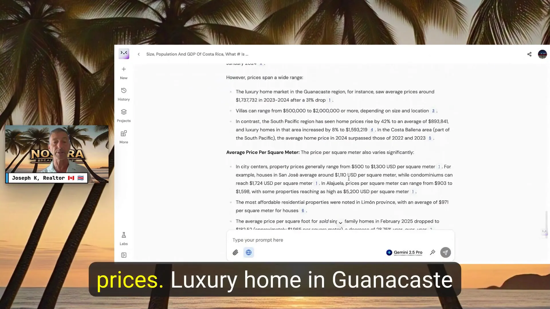 Median home prices and luxury home pricing in Guanacaste and South Pacific