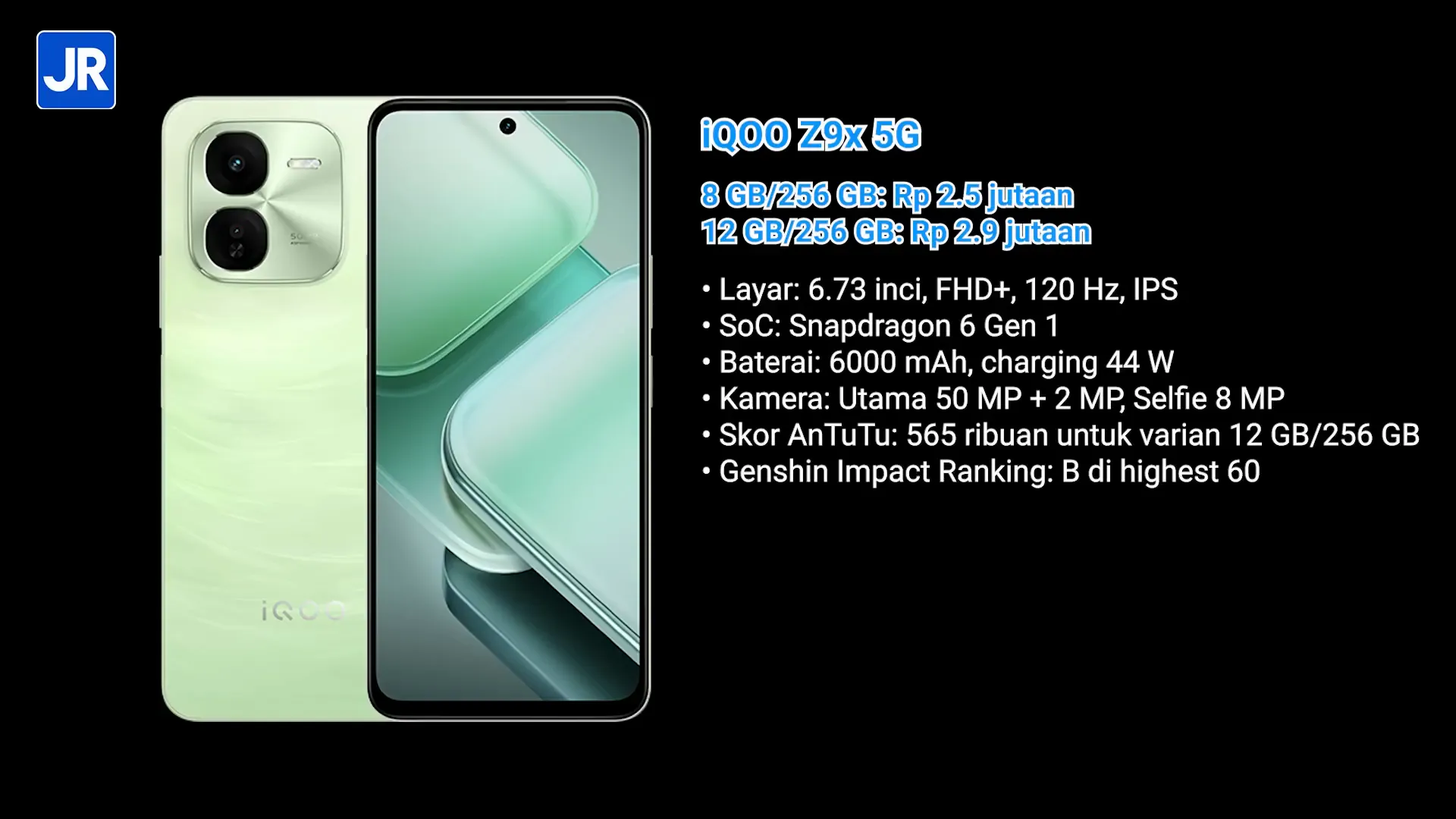 iQOO Z9x menampilkan antarmuka dan pengaturan game