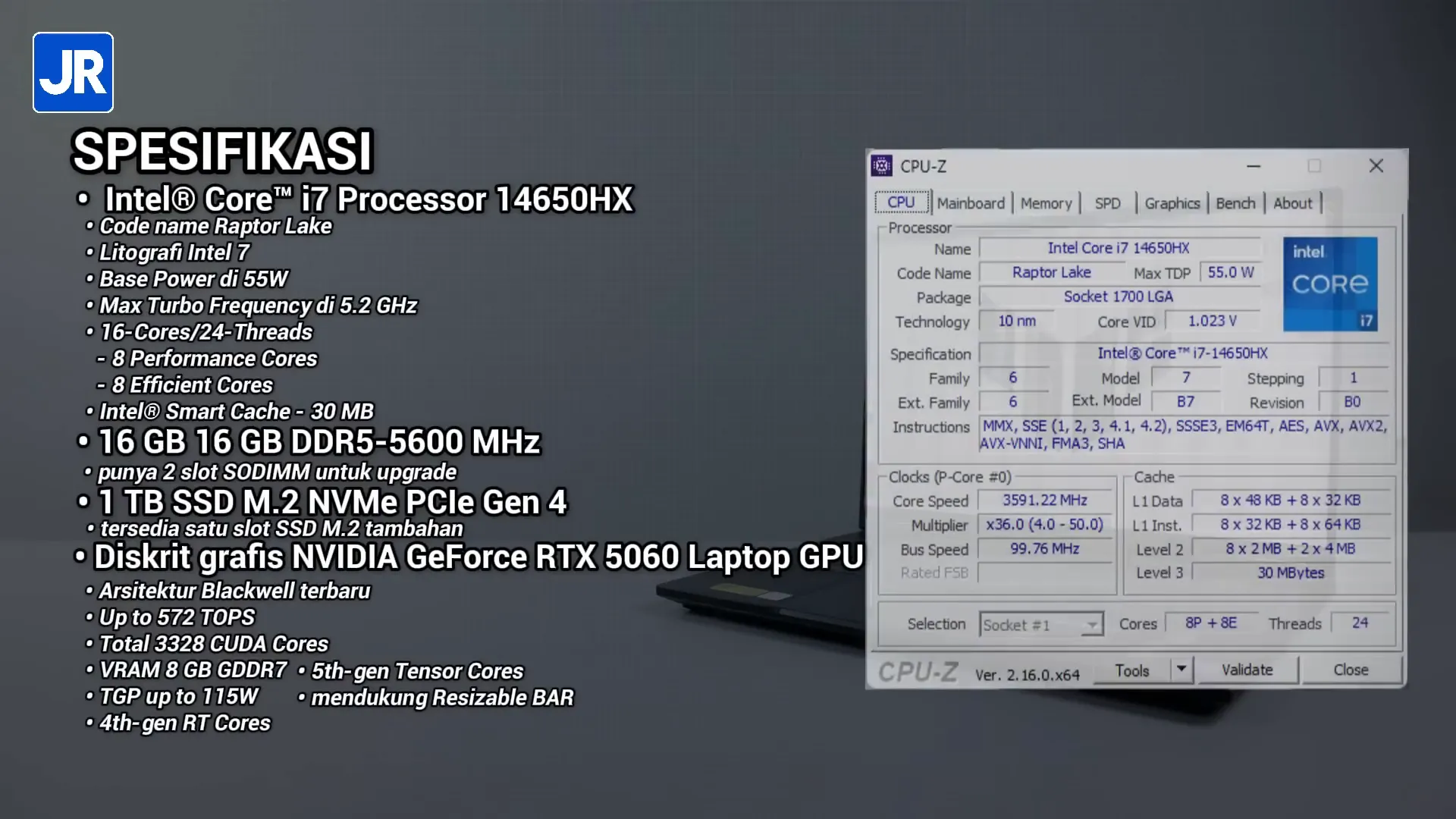 Spesifikasi utama ASUS TUF Gaming F16 2025 dengan Intel Core i7-14650HX dan RTX 5060