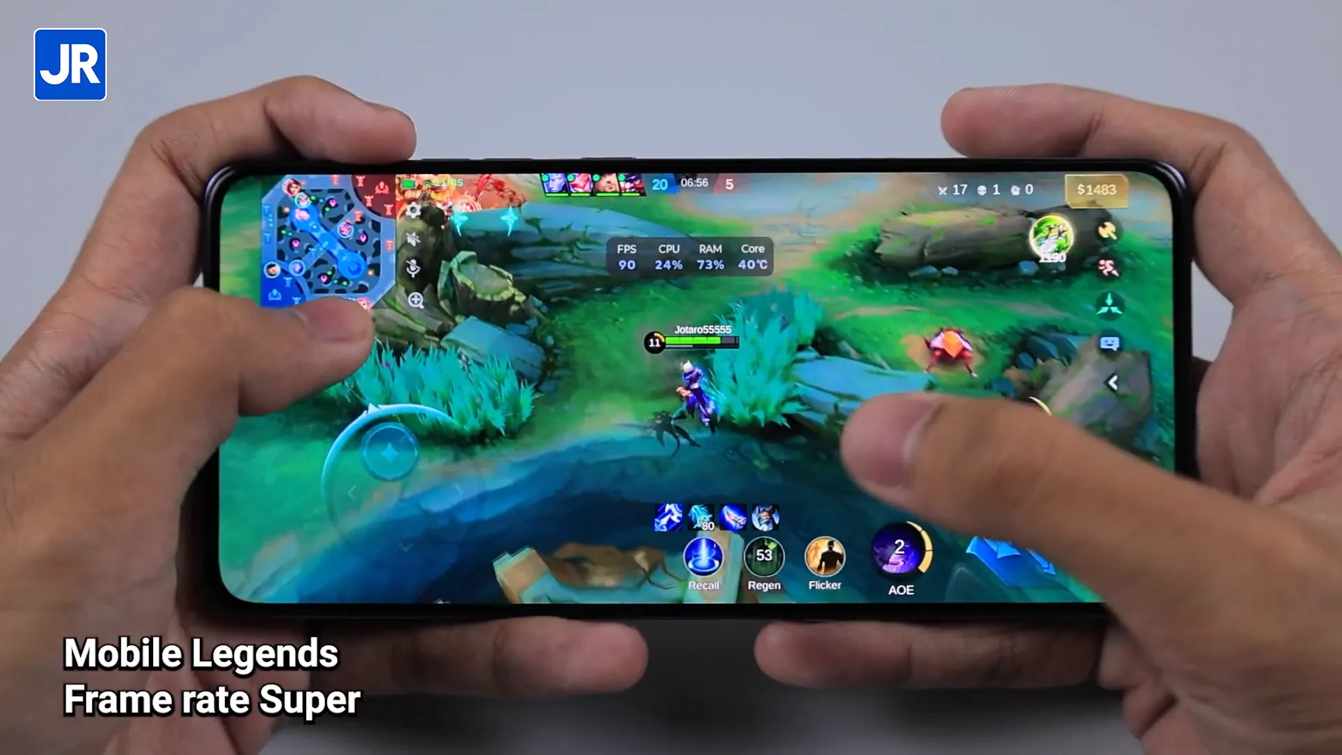 Tampilan game Mobile Legends berjalan lancar di Moto G86 Power 5G dengan FPS counter