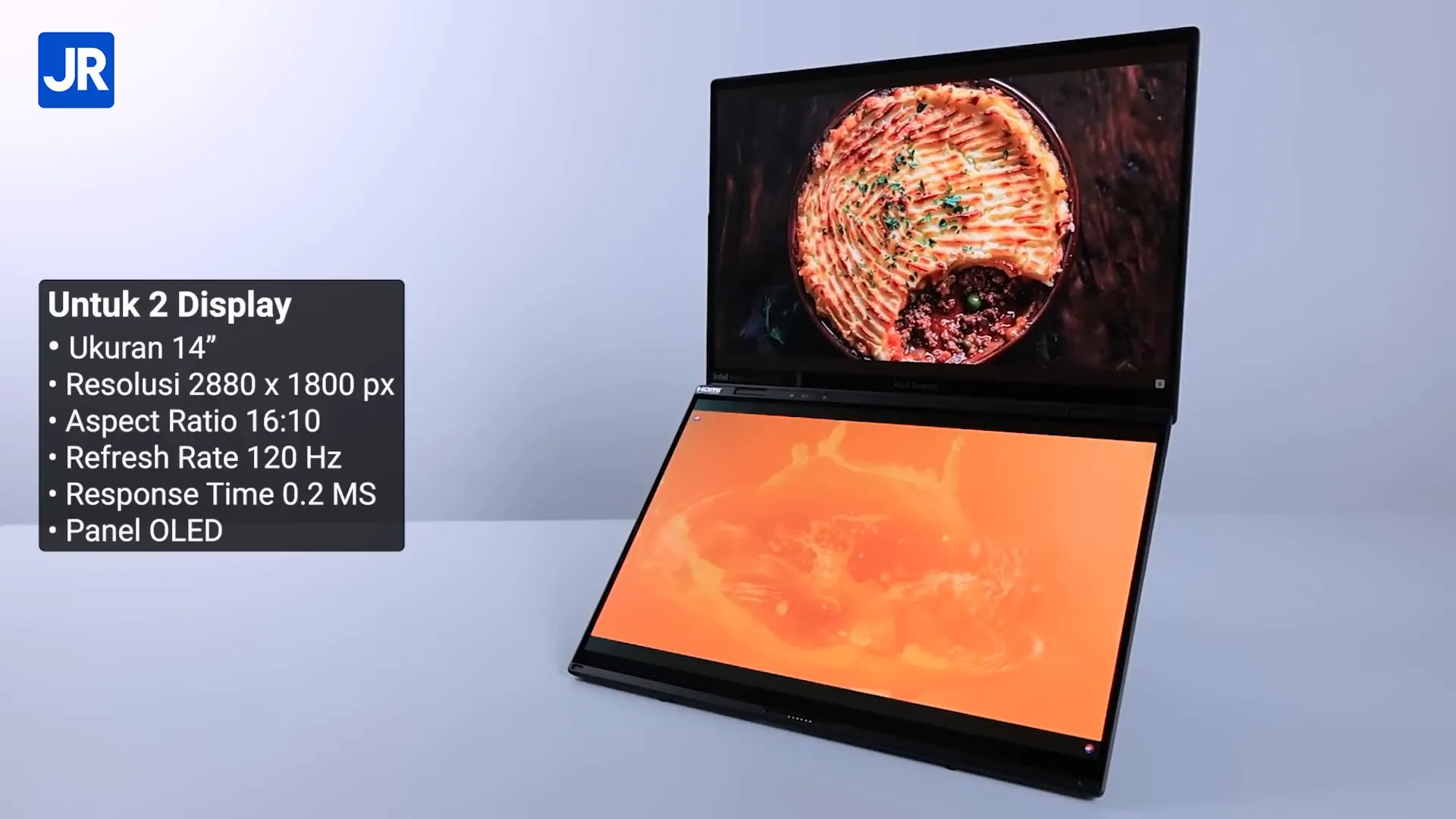 Dua layar OLED ASUS Zenbook DUO UX8406CA dengan stylus pen