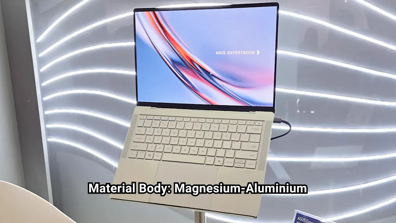 ASUS ExpertBook menampilkan desain tipis dengan bezel sempit dan keterangan material bodi magnesium-aluminium.