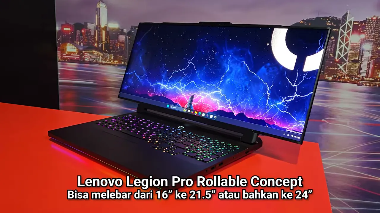 Lenovo Legion Pro Rollable concept memperlihatkan layar yang dapat melebar dari 16 hingga 24 inci