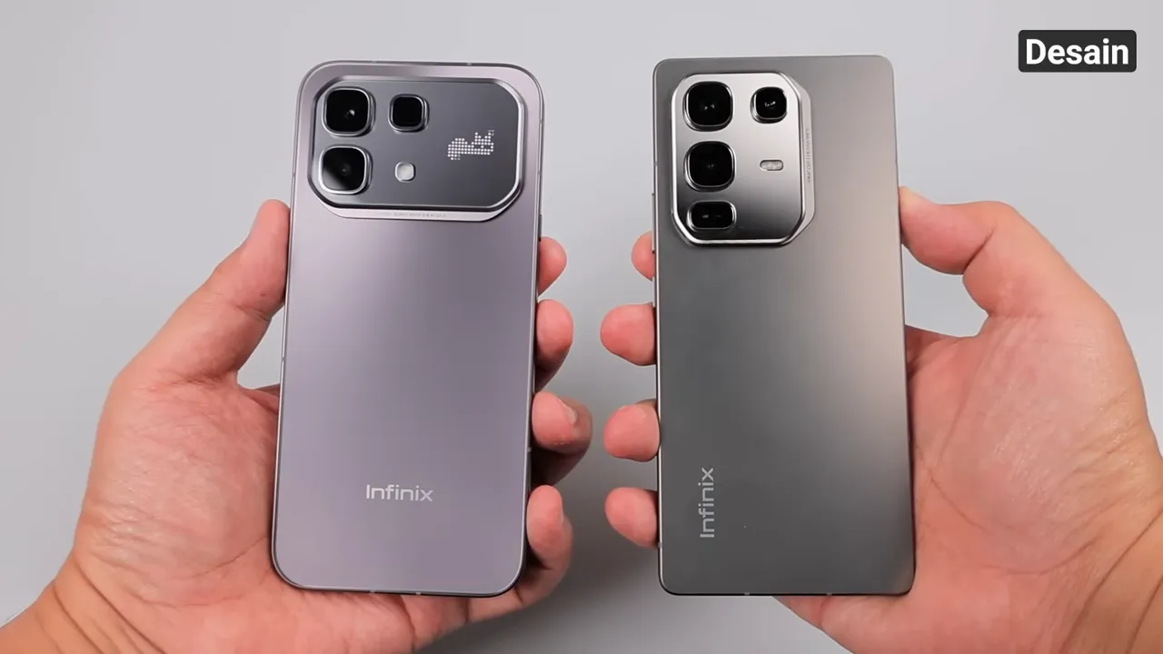 Dua Infinix Note 60 Pro dilihat dari belakang menampilkan modul kamera lebar dan finishing matte