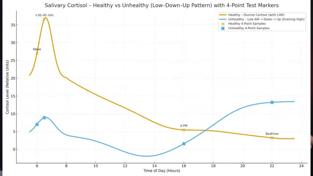 Illustration of normal cortisol diurnal curve
