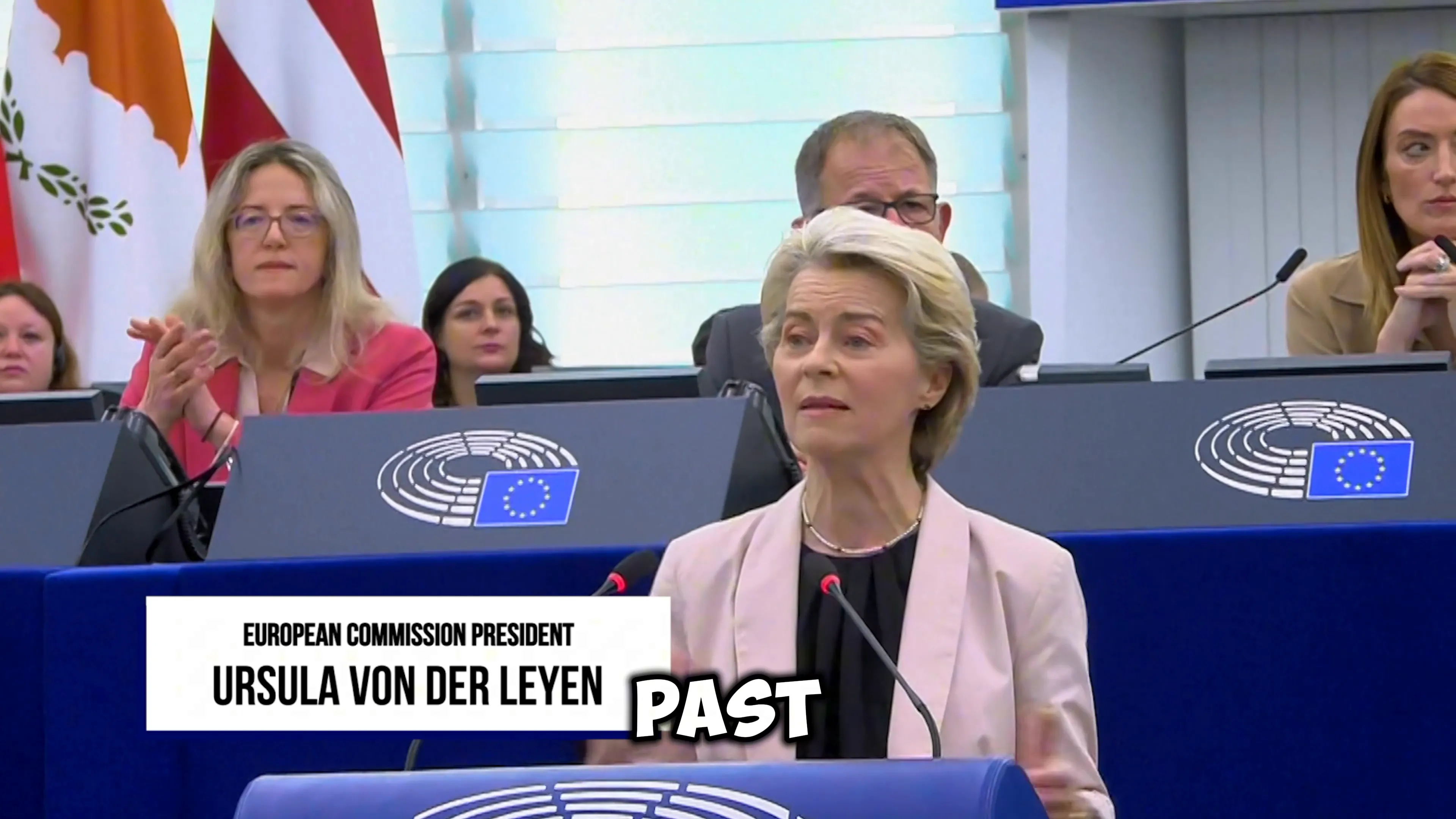 Ursula von der Leyen speaking about freedom and democracy