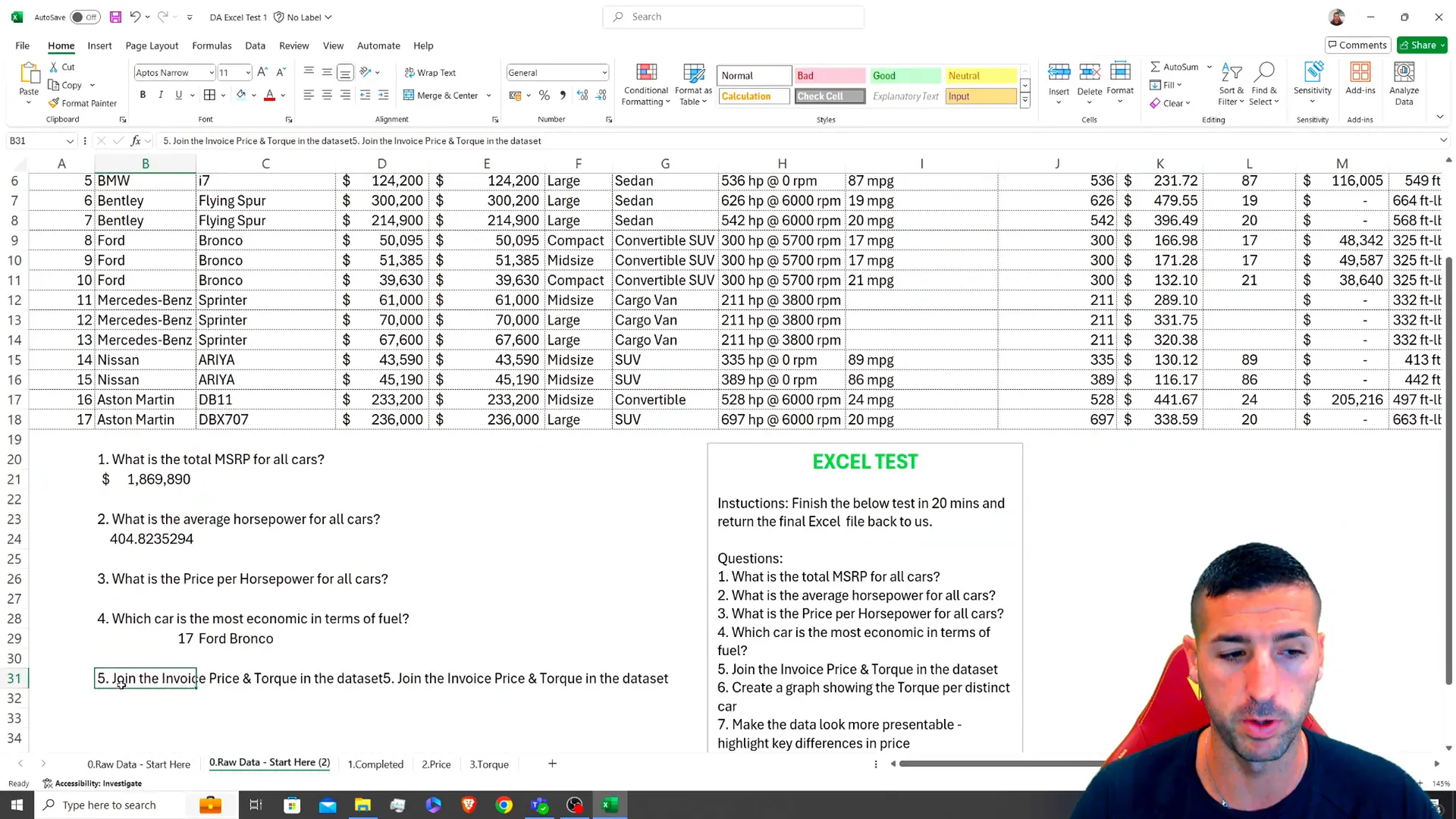 Creating a graph for torque per distinct car