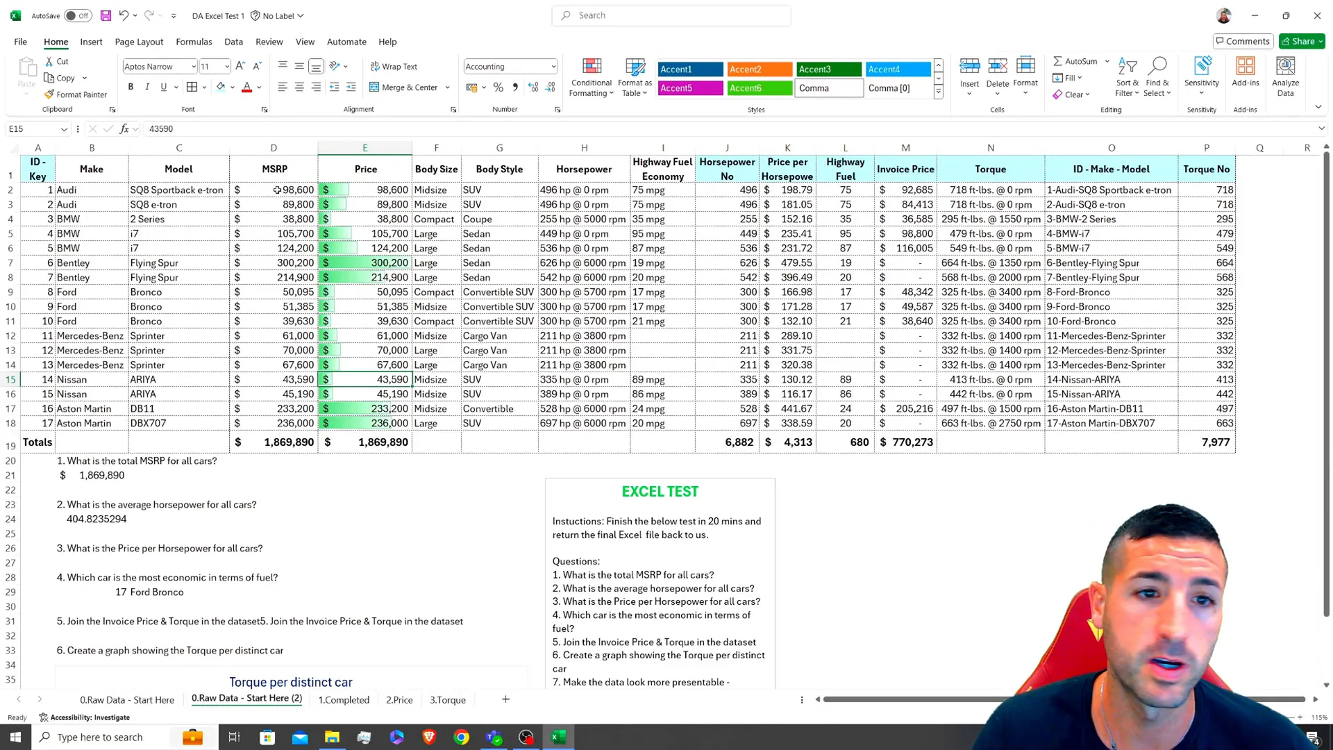 Final formatting and presentation of Excel data