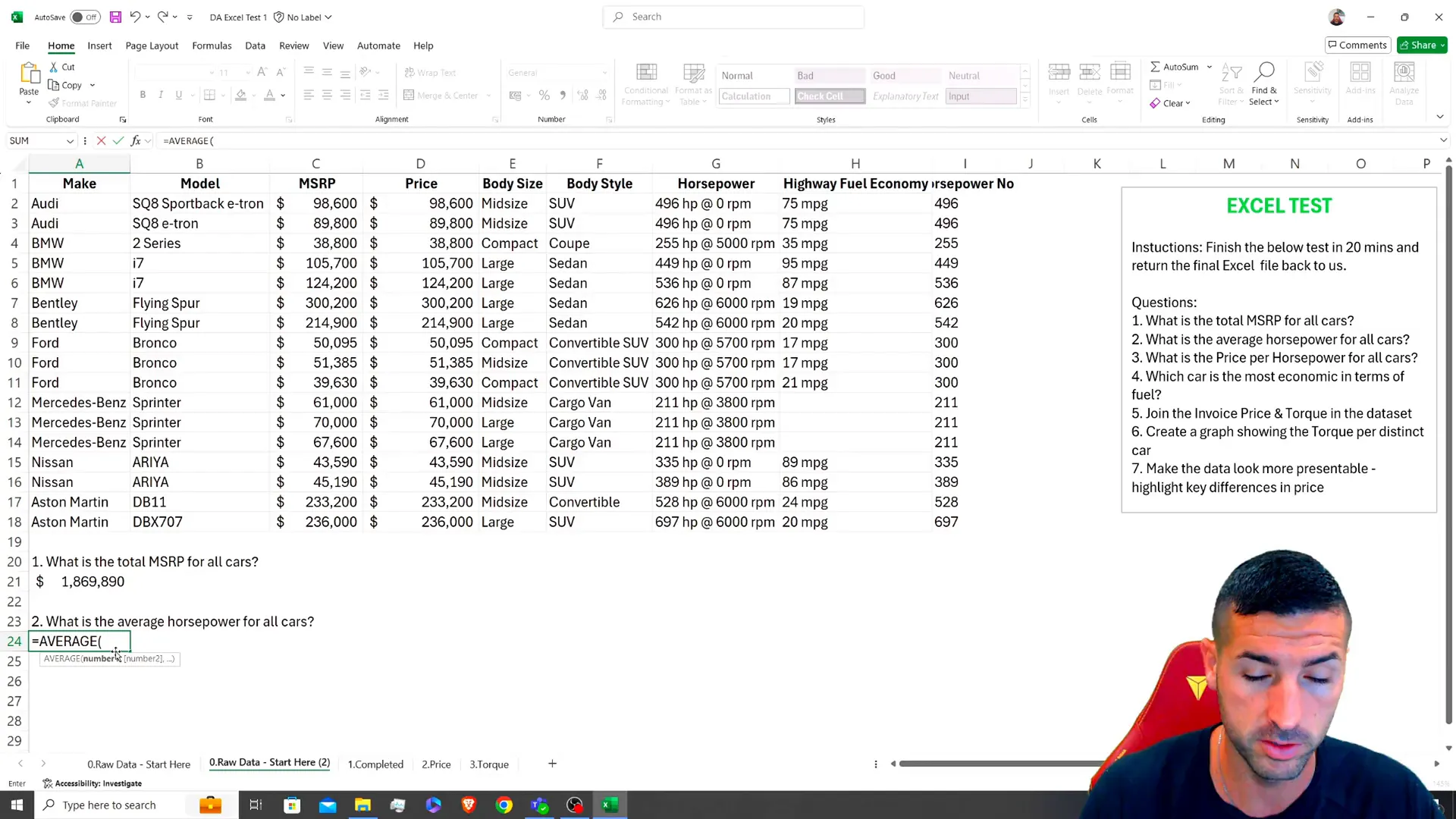 Extracting and averaging horsepower data