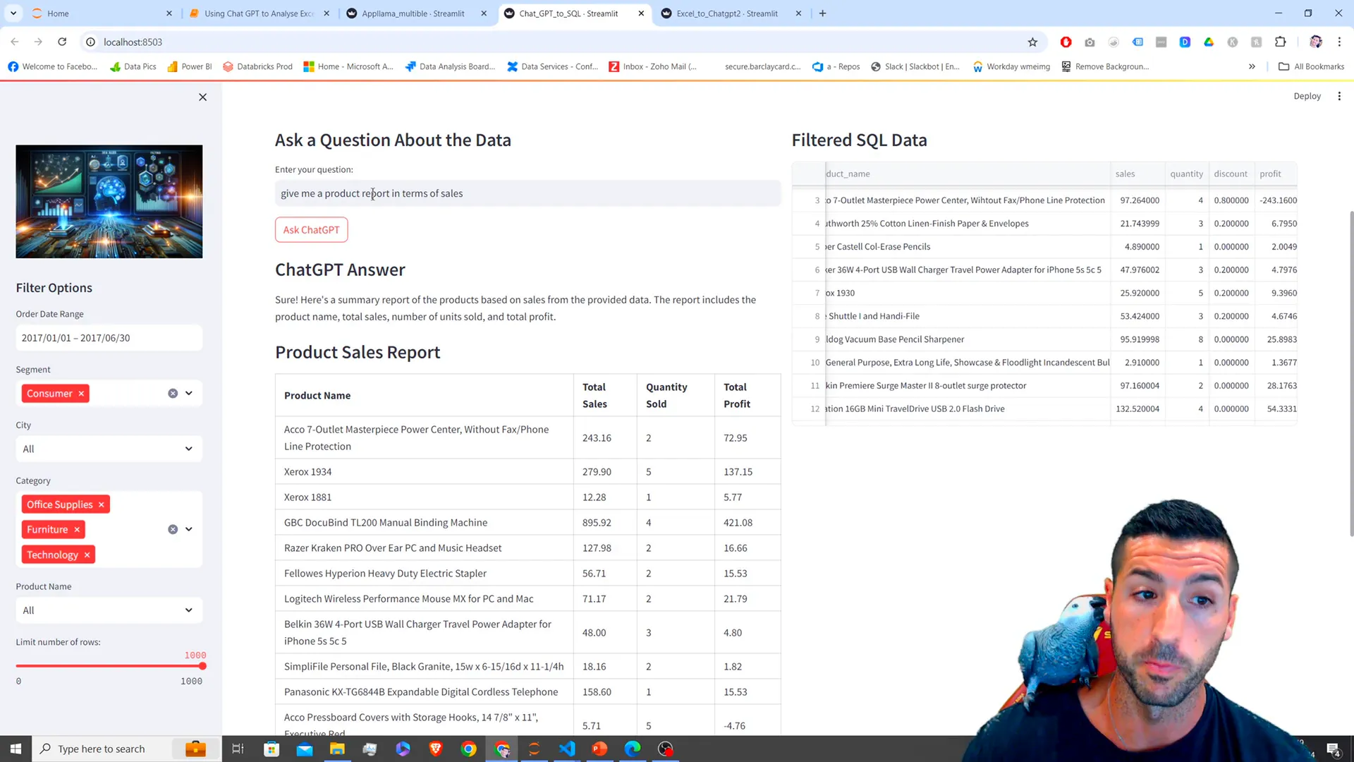 Sales report generated by LLM