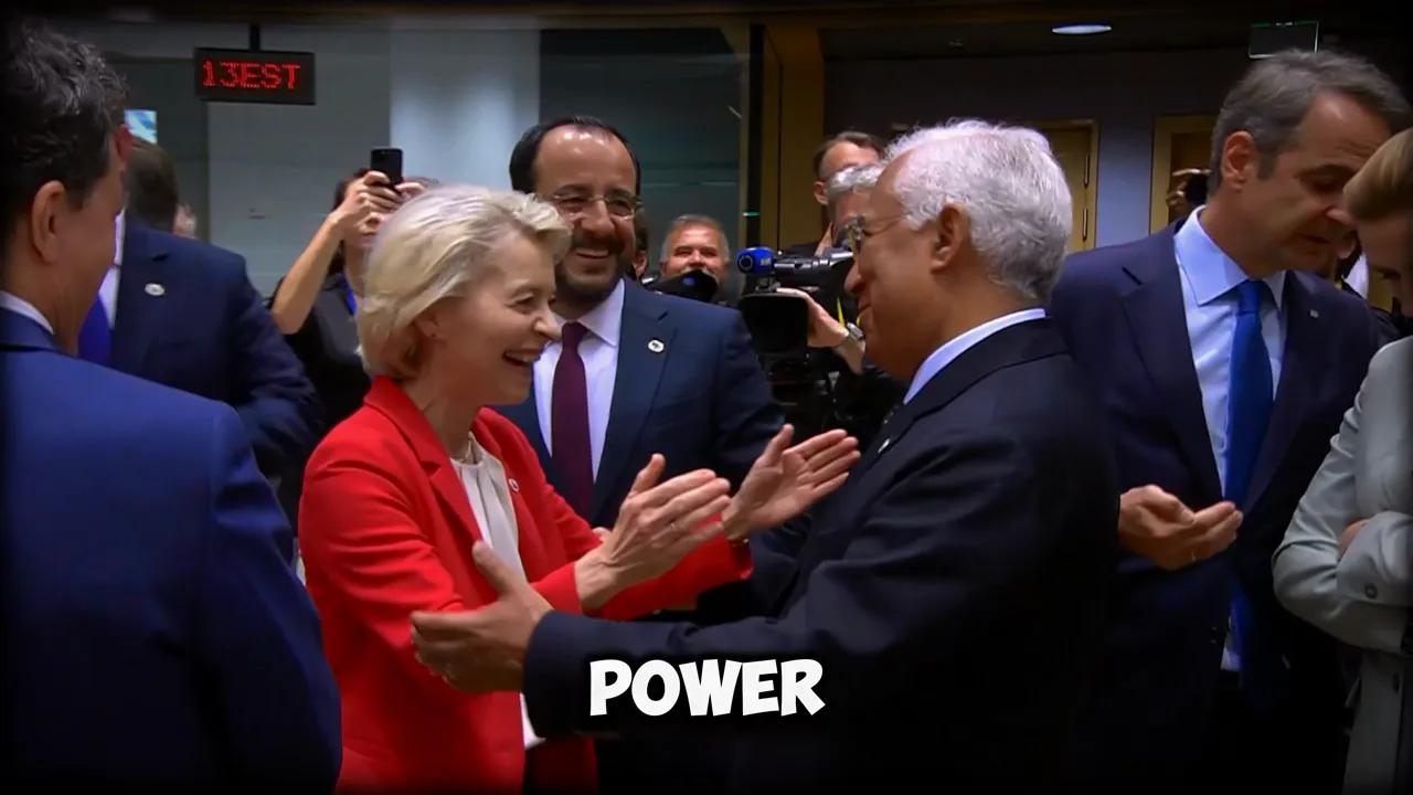 Group of European political leaders greeting each other at a summit