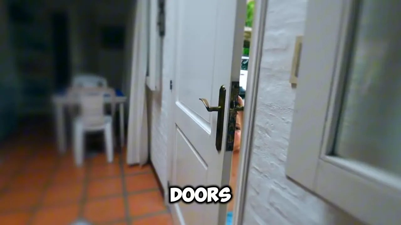Door partially open with a person visible behind it, suggesting rising insecurity