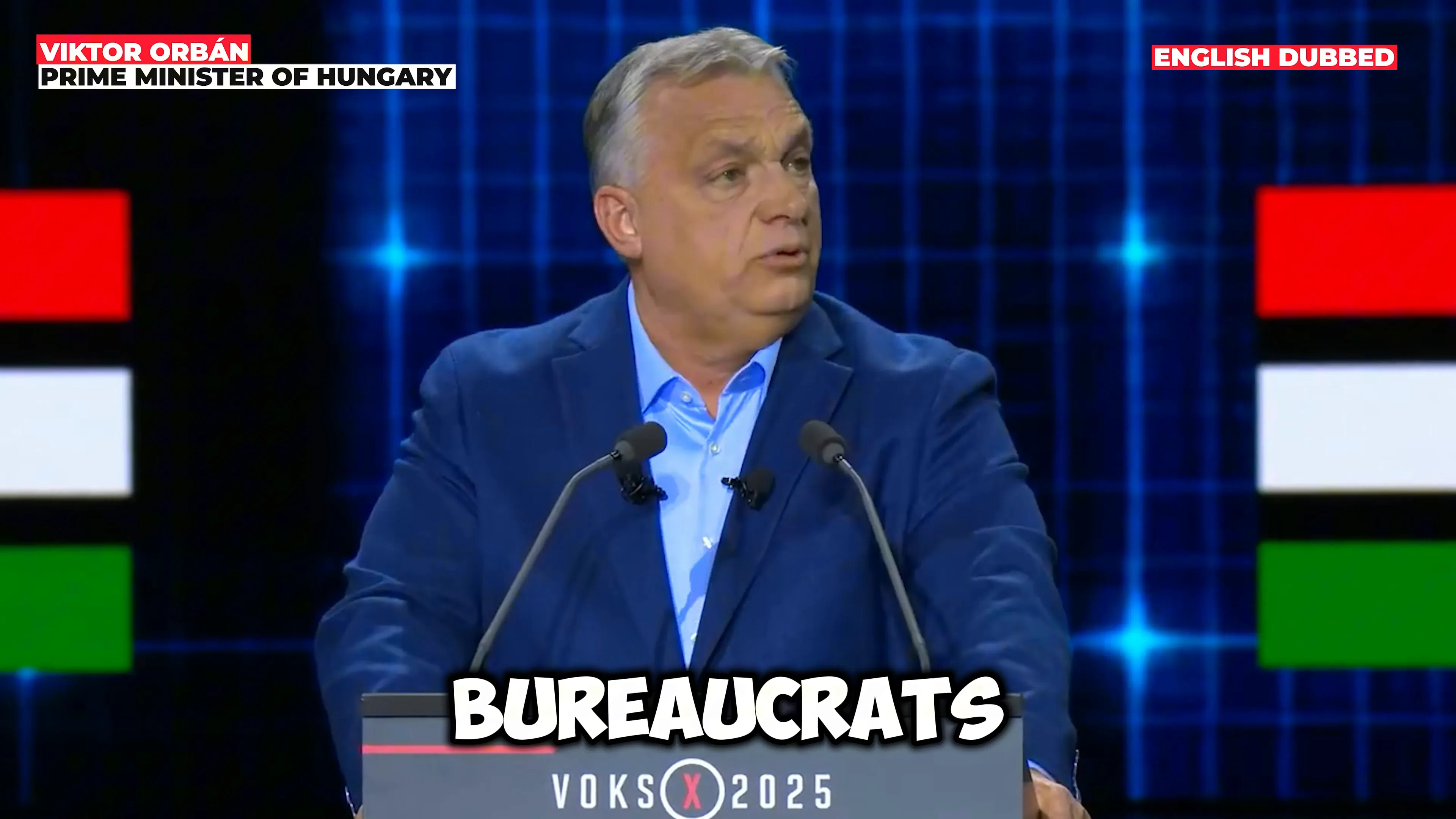 Orbán speaking about threats from Brussels and Soros