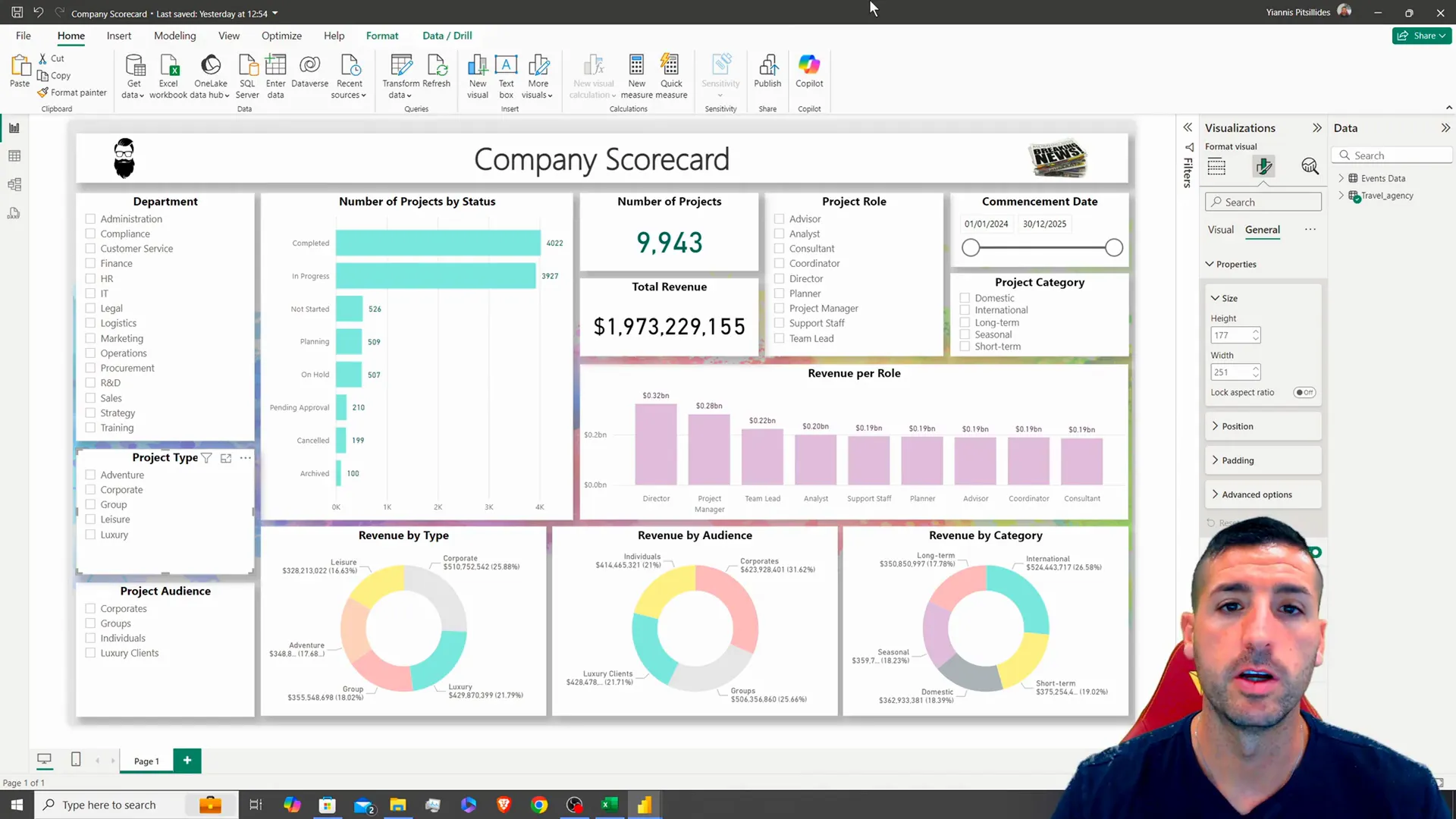 Creating a bar chart for project status