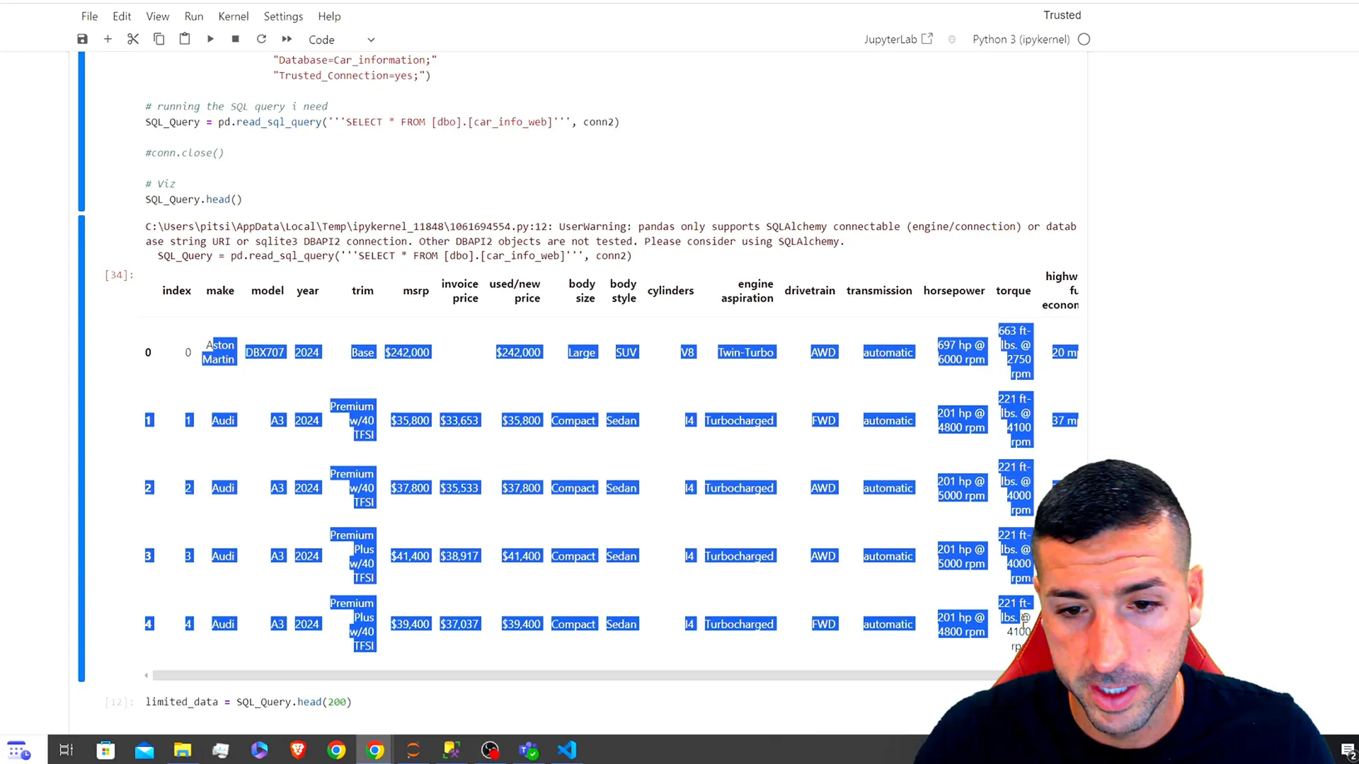 Fetching data from SQL