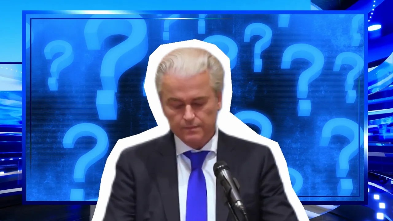 Cutout speaker in front of a blue background filled with question marks.