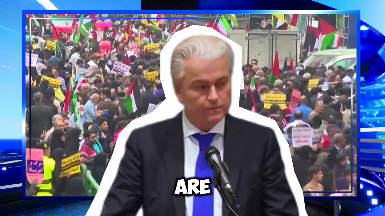 speaker at podium overlaid on a wide protest march scene