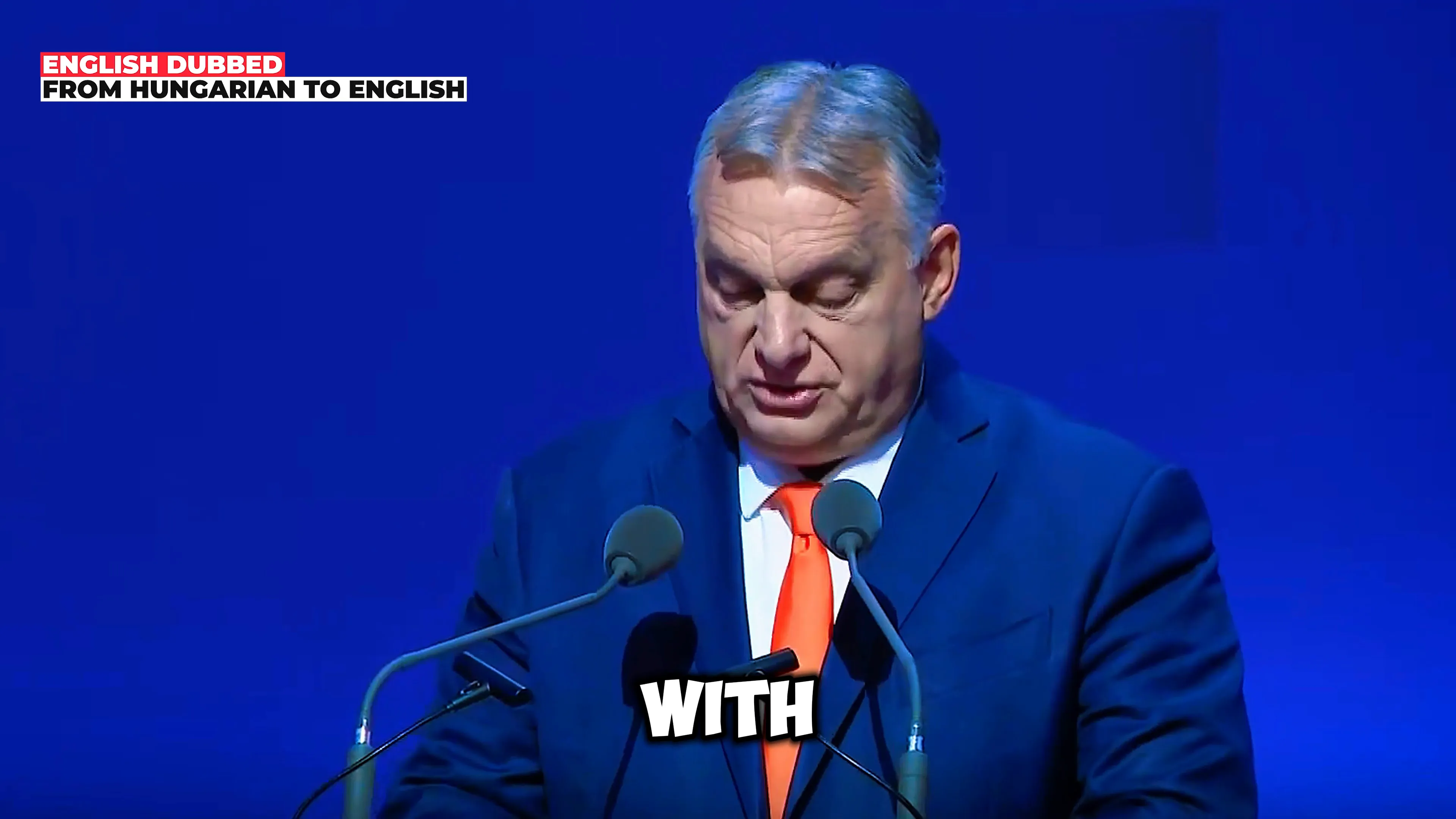 Viktor Orbán addressing the audience during the presidency evaluation