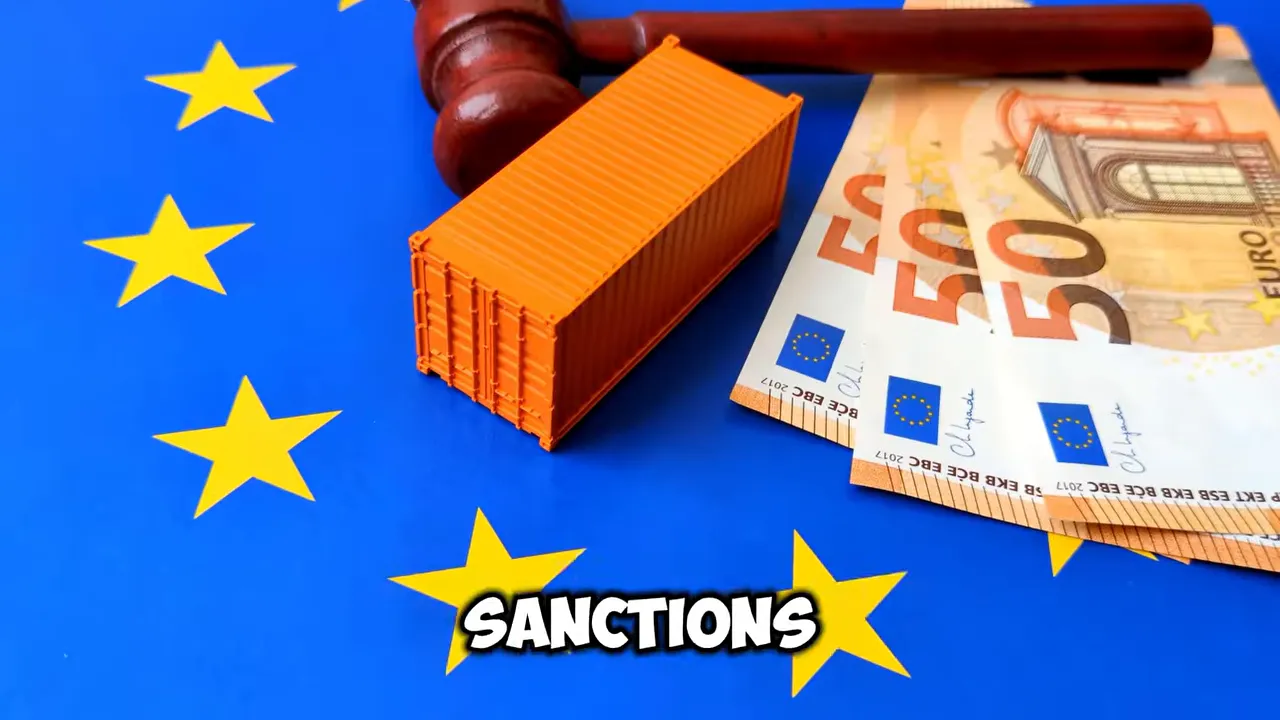 European Union flag beside a gavel, a ruler, and euro banknotes