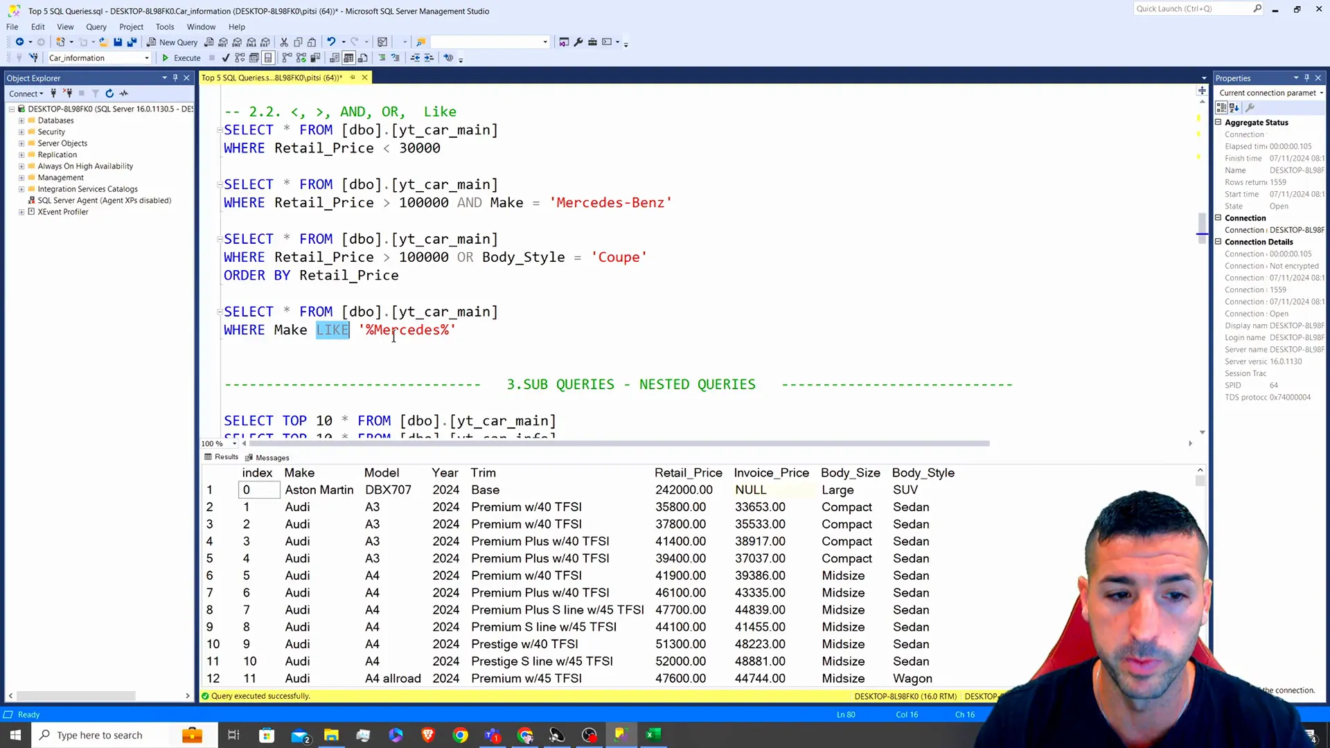 Conditions and Filters SQL Example