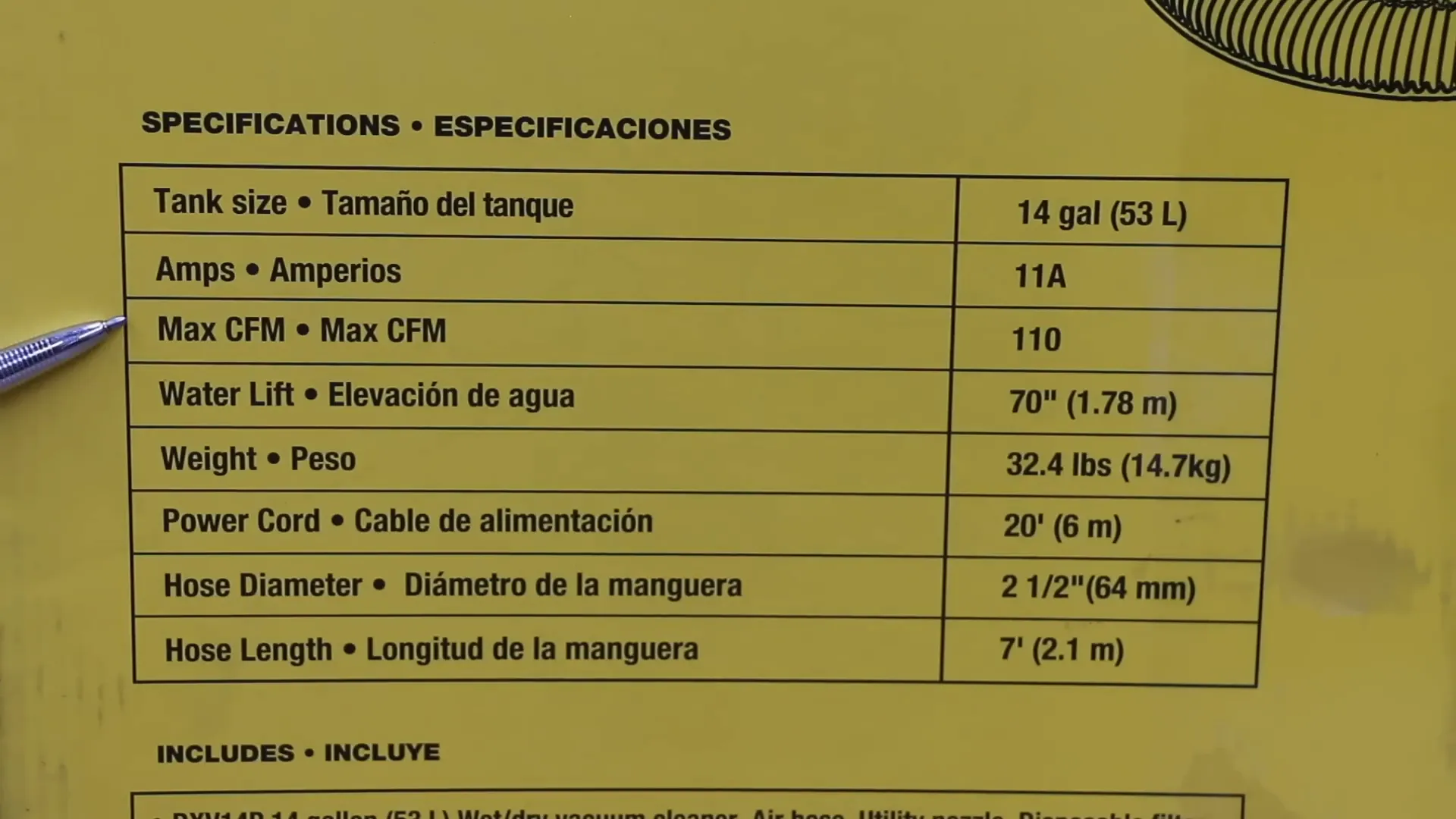 Thông số kỹ thuật máy hút bụi Dewalt