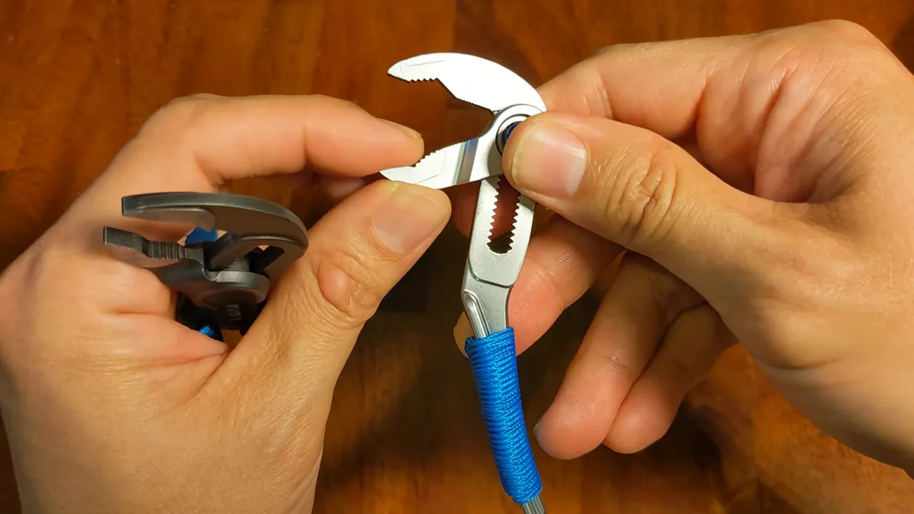 Side-by-side close-up of Knipex and WorkPro plier teeth showing the difference