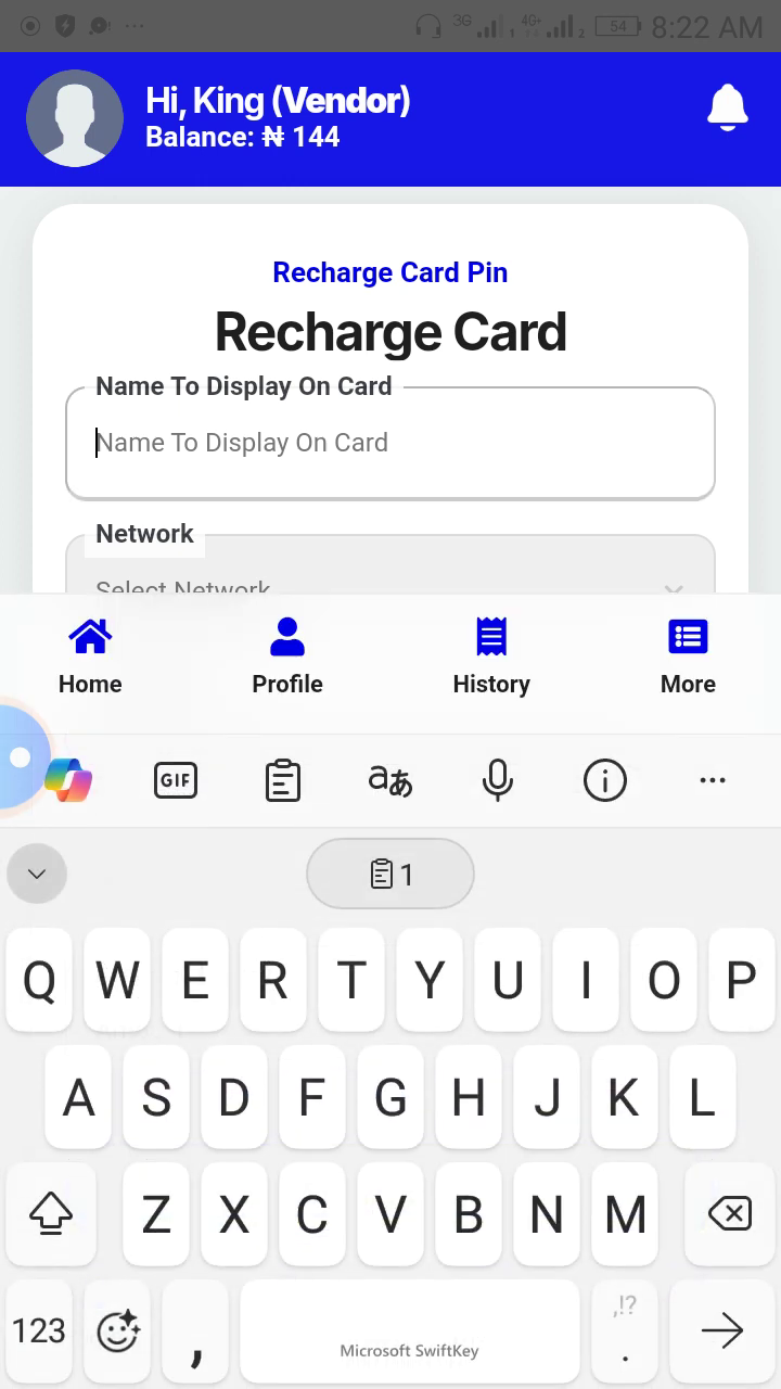 Entering details in the app