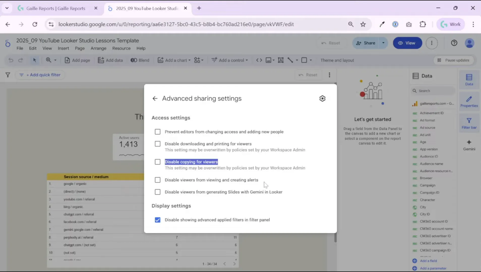 Sharing settings with option to restrict, unlisted, or public