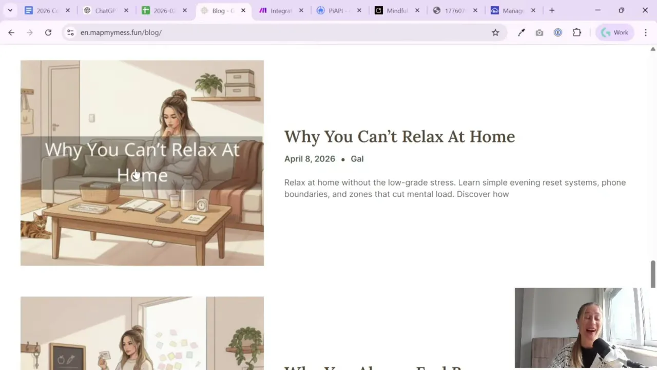Hero image with centered article title overlay over a living room scene