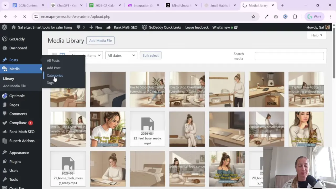 WordPress media library view in the admin dashboard
