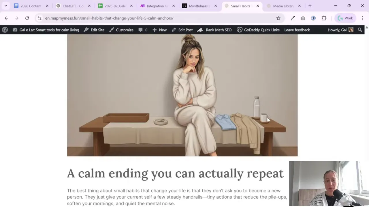 Blog page hero image example with headline and embedded video overlay