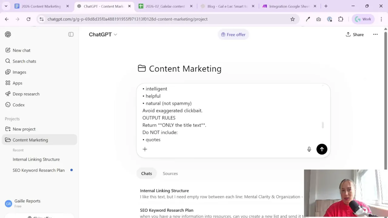Prompt output rules for generating an SEO title in ChatGPT