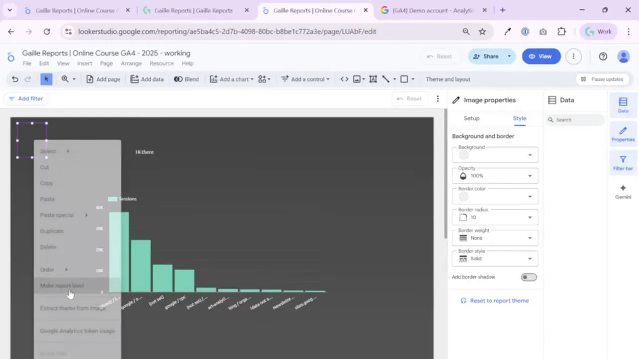 Make report level to repeat logo on all pages