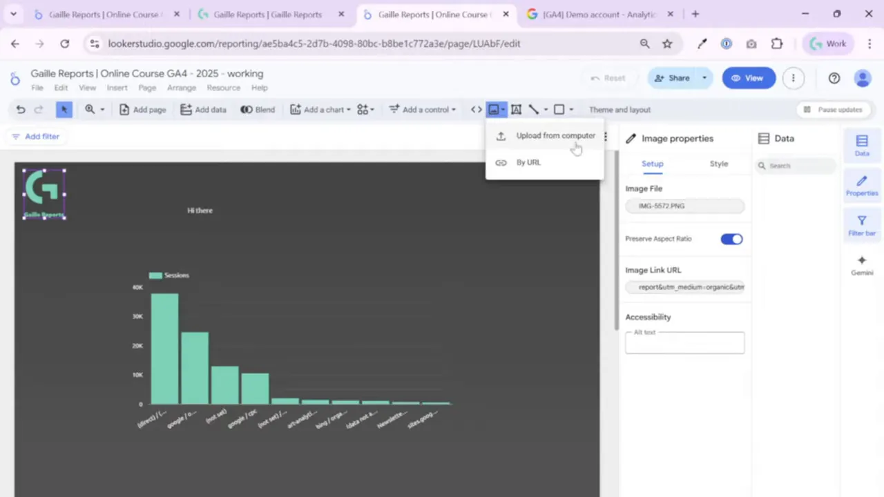 Insert logo from computer using image icon