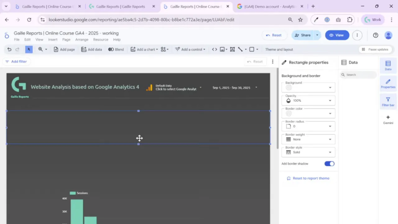 Examples of header rectangle and band variations