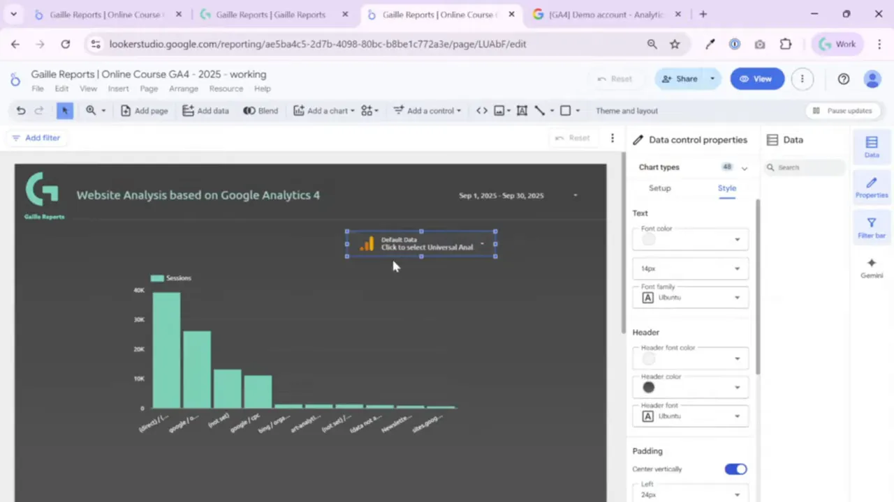 Add data control to let viewers select GA4 property