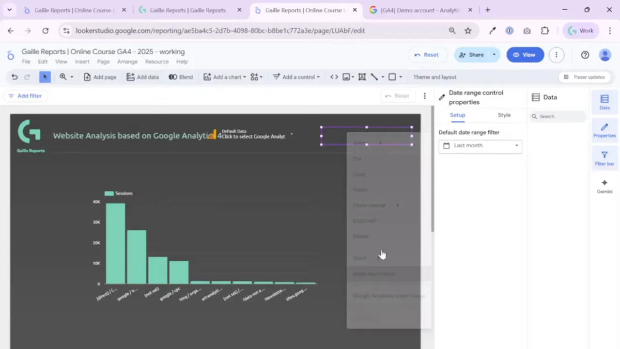 Make date control report level for consistent header